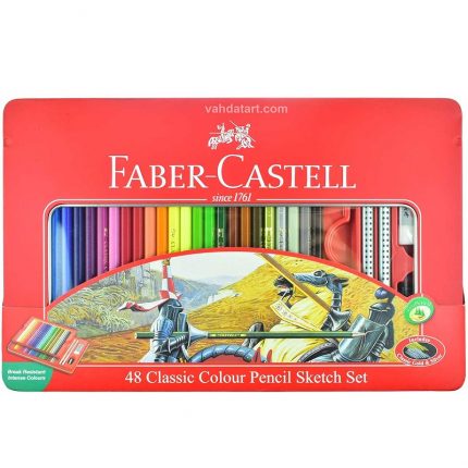 مداد رنگی 48 رنگ فابر کاستل جعبه فلزی مدل کلاسیک