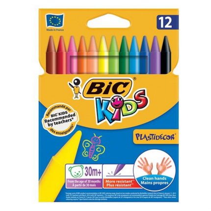 مداد شمعی 12 رنگ بیک سری کیدز پلاستی دکور