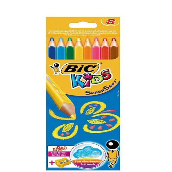 مداد رنگي 8 رنگ بيک مدل کيدز سوپر سافت