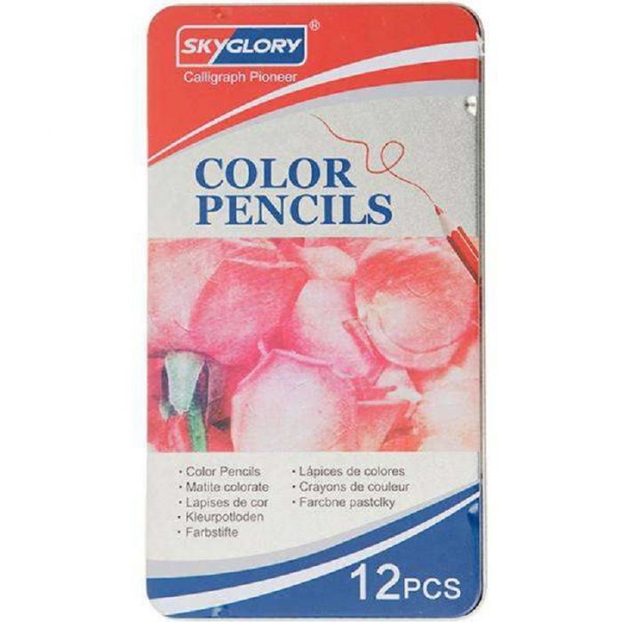 مداد رنگی SKYGLORY جعبه فلزی 12 رنگ