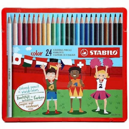 مداد رنگی استابیلو جعبه فلزی 24 رنگ
