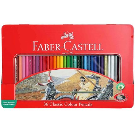 مداد رنگی فابر کاستل 36 رنگ جعبه فلزی کلاسیک