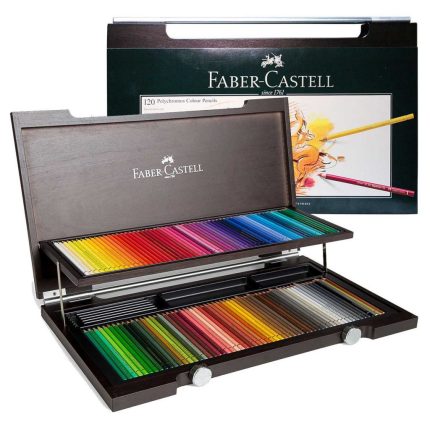 مداد رنگی فابر کاستل 120 رنگ پلی کروموس جعبه چوبی
