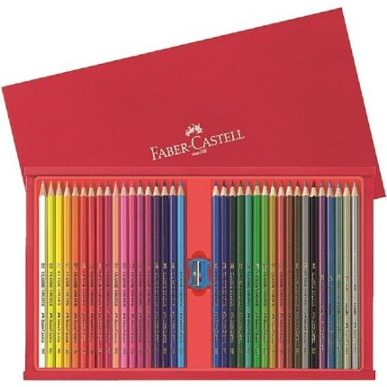 مداد رنگی فابر کاستل 36 رنگ جعبه چوبی با 5 رنگ متالیک+تراش