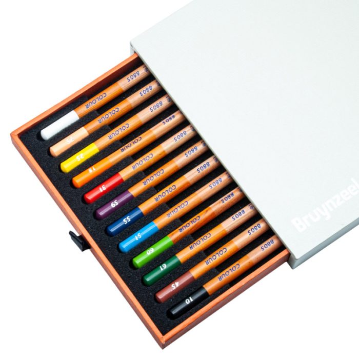 مداد رنگی برونزيل 12 رنگ حرفه ای جعبه چوبی دیزاین